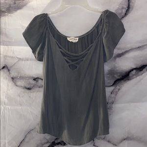 Off the shoulder gray top